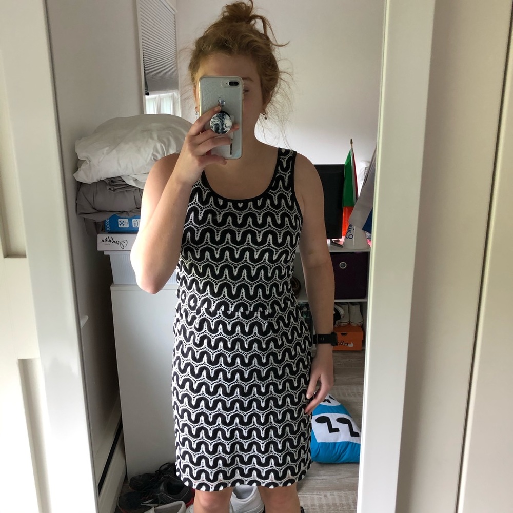 black and white midi dress